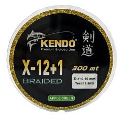 Kendo X-12+1 Braided 300m Apple Green Örgü İp